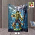 Blankets Personalized Green Superhero Blanket | Custom Face & Name Green Superhero Blanket