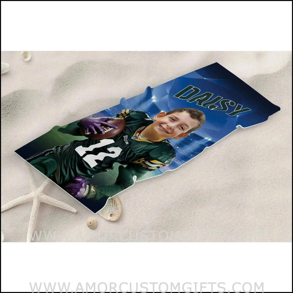 Towels Personalized Greenbay Football Packers Boy Beach Towel | Customized Football Theme Pool Towel