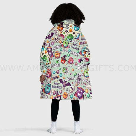 Personalized Halloween Candy Snug Oversized Wearable Hoodie Blanket-Hoodie Blanket-Amor Custom Gifts