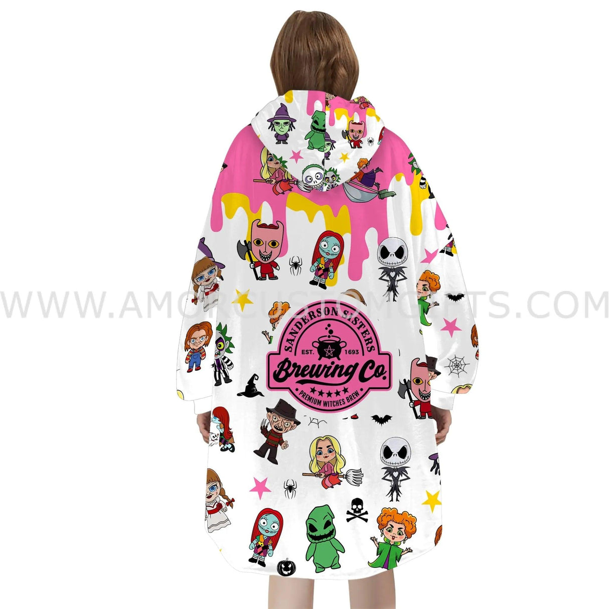 Personalized Halloween Coffee Sanderson Sisters Snug Oversized Wearable Hoodie Blanket-Hoodie Blanket-Amor Custom Gifts