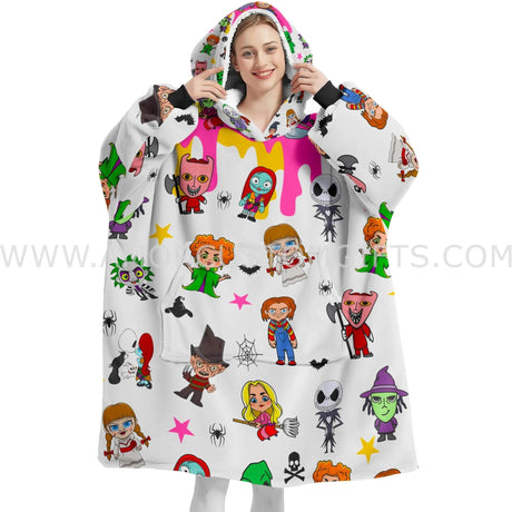 Personalized Halloween Coffee Sanderson Sisters Snug Oversized Wearable Hoodie Blanket-Hoodie Blanket-Amor Custom Gifts