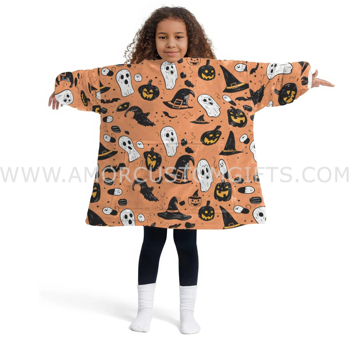 Personalized Halloween Ghost Items Snug Oversized Wearable Hoodie Blanket-Hoodie Blanket-Amor Custom Gifts