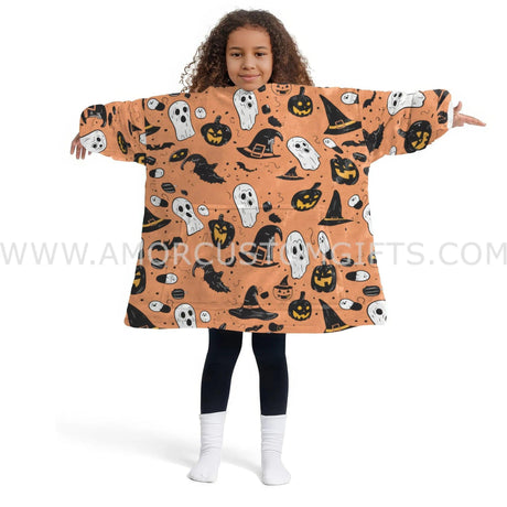 Personalized Halloween Ghost Items Snug Oversized Wearable Hoodie Blanket-Hoodie Blanket-Amor Custom Gifts