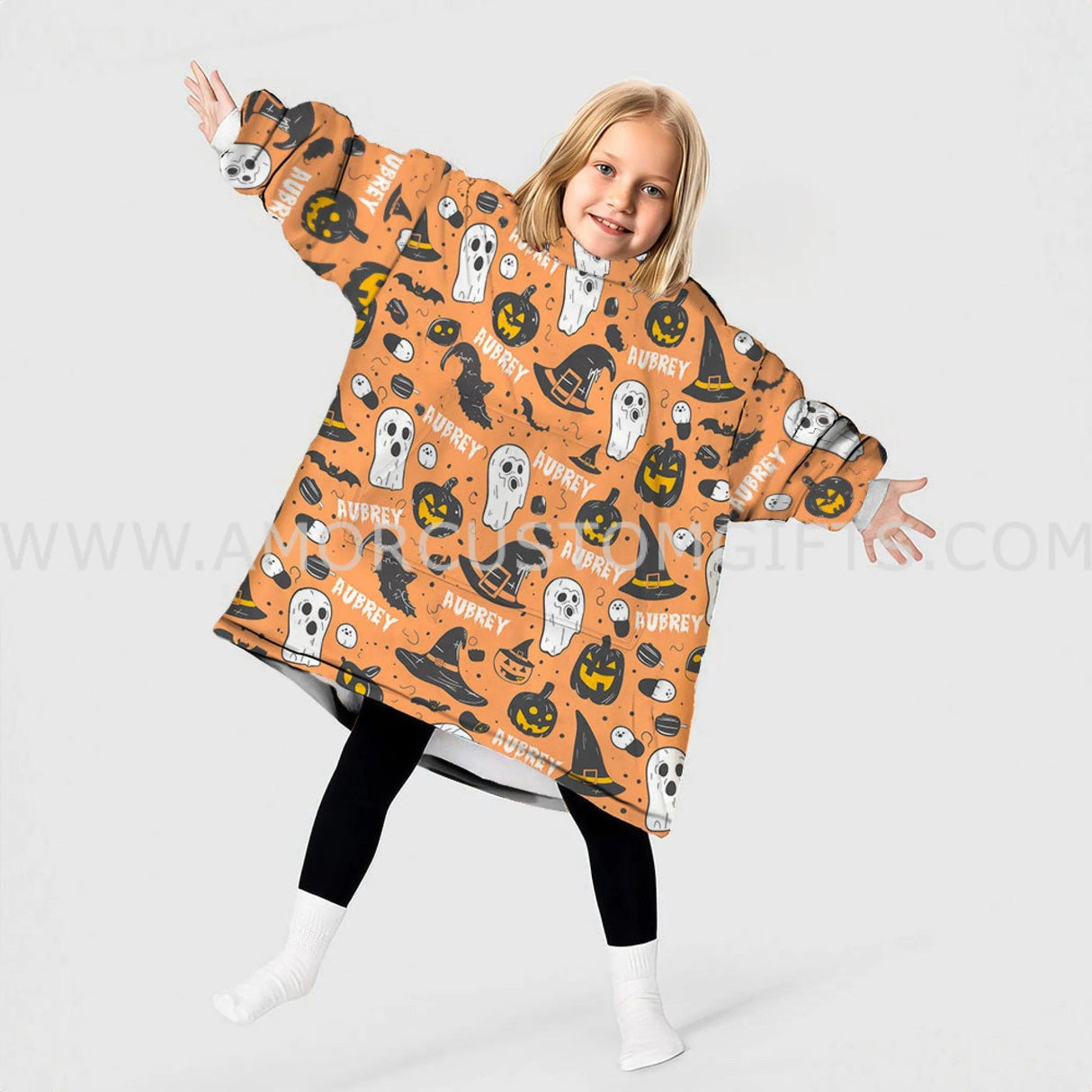 Personalized Halloween Ghost Items Snug Oversized Wearable Hoodie Blanket-Hoodie Blanket-Amor Custom Gifts