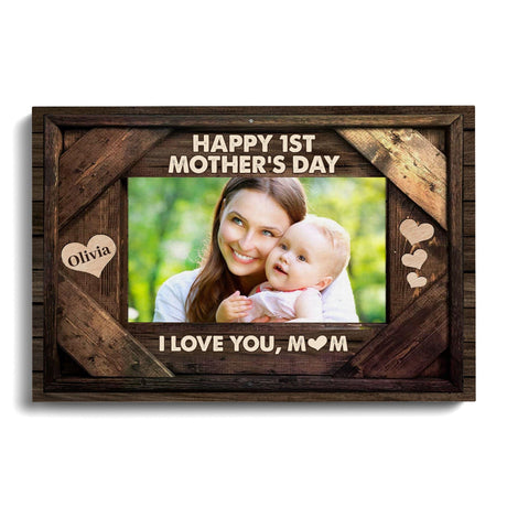 Posters, Prints, & Visual Artwork Personalized Happy 1st Mother's Day - Custom Photo & Name Poster Canvas Print