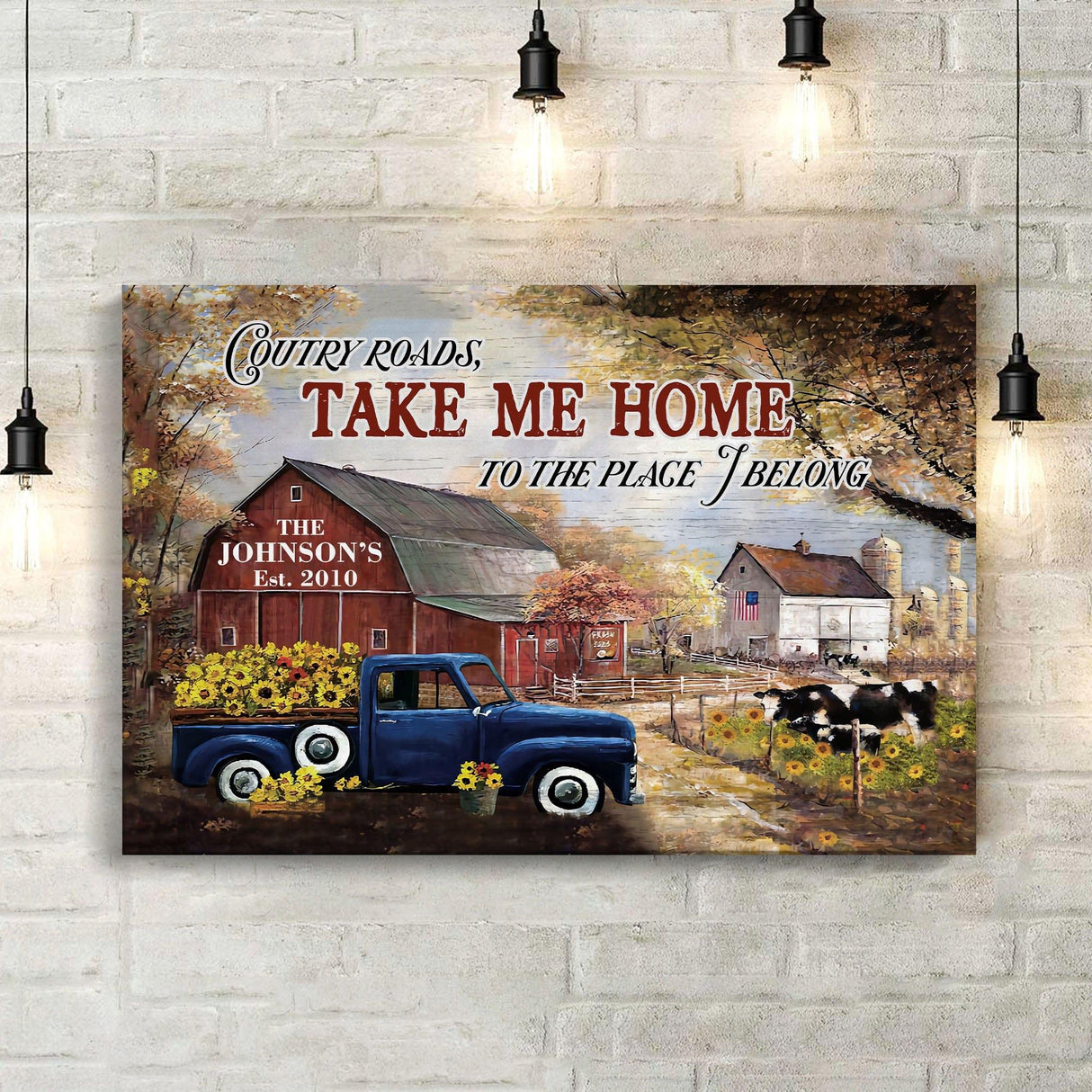 Posters, Prints, & Visual Artwork Personalized Home Decor Country Roads - Custom Name Poster Canvas Print