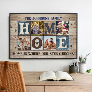 Posters, Prints, & Visual Artwork Personalized Home Is Where Our Story Begins - Custom Photo & Name Poster Canvas Print