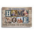 Posters, Prints, & Visual Artwork Personalized Home Is Where Our Story Begins - Custom Photo & Name Poster Canvas Print