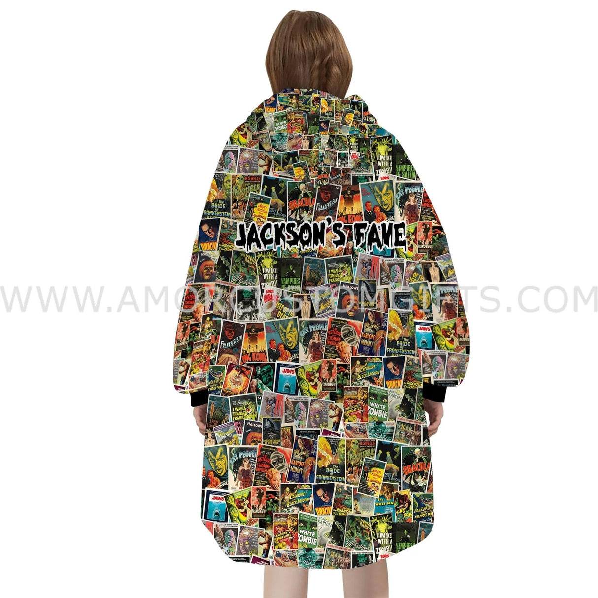 Personalized Horror Movie Posters Halloween Snug Oversized Wearable Hoodie Blanket-Hoodie Blanket-Amor Custom Gifts