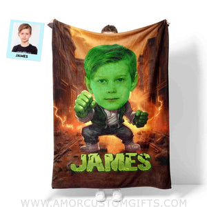 Blankets Personalized Minecraft Green Monster Blanket | Custom Name & Face Boy Blanket