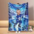 Blankets Personalized Ice Hockey Boy Blanket | Custom Face & Name Toronto Leafs Blanket For Boys