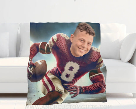 Blankets Personalized NCAA Indiana Football Boy Hoosiers Photo Blanket | Custom Name & Face Boy Blanket