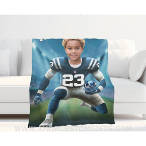 Blankets Personalized Indianapolis Football Boy Colts Photo Blanket | Custom Name & Face Boy Blanket