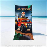 Towels Personalized Interlocking Building Blocks Classic Vehicle Beach Towel | Customized Vehicle Theme Pool Towel