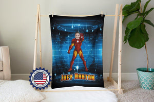 Blankets Personalized Iron Boy Blanket | Custom Armored Superhero Blanket