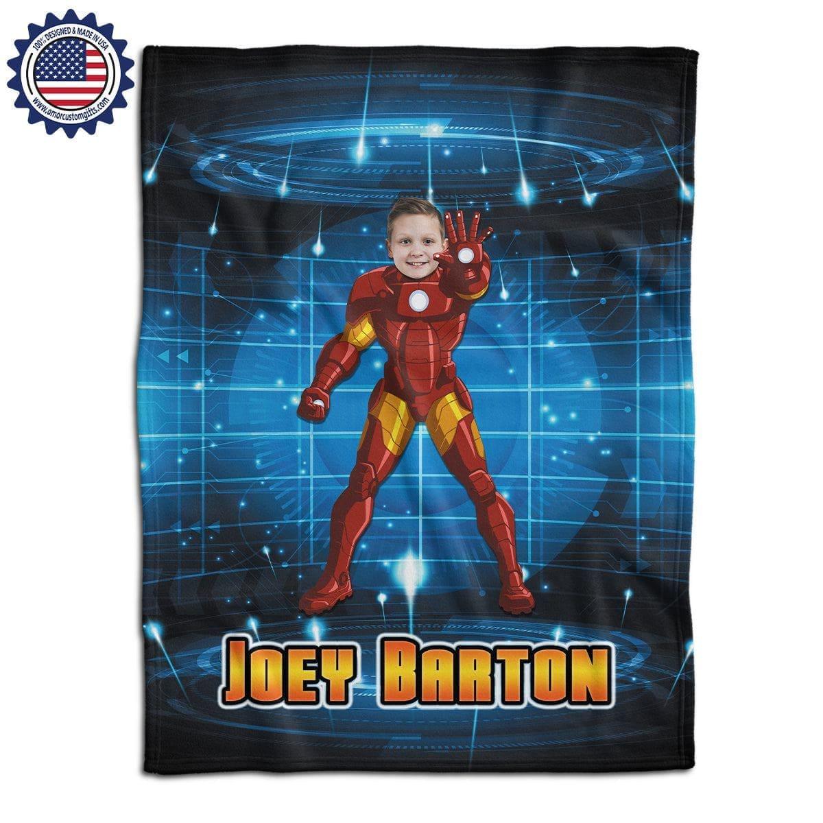 Blankets Personalized Iron Boy Blanket | Custom Armored Superhero Blanket