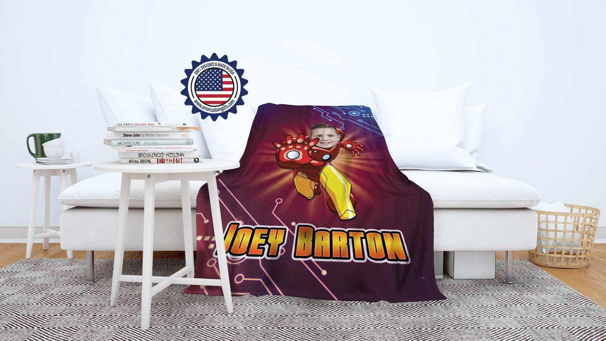 Blankets Personalized Iron Boy Blanket | Custom Armored Superhero Blanket