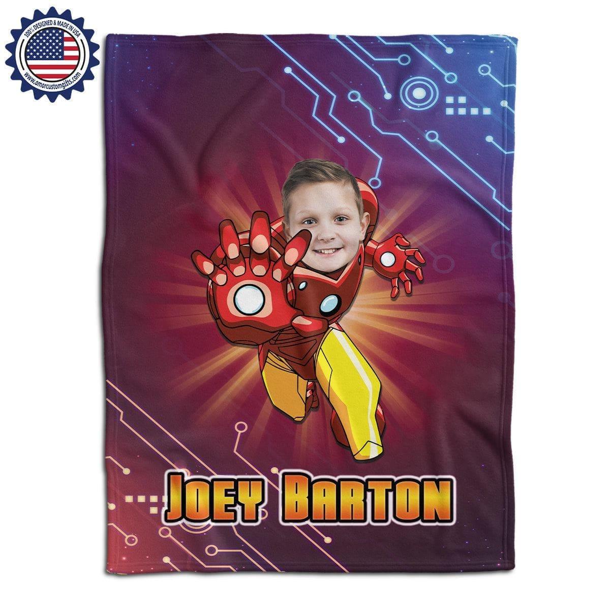 Blankets Personalized Iron Boy Blanket | Custom Armored Superhero Blanket