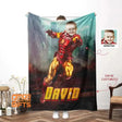 Blankets Personalized Iron Boy Blanket | Custom Face & Name Armored Superhero Blanket