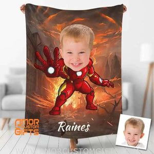 Blankets Personalized Iron Boy Blanket | Custom Armored Superhero Blanket