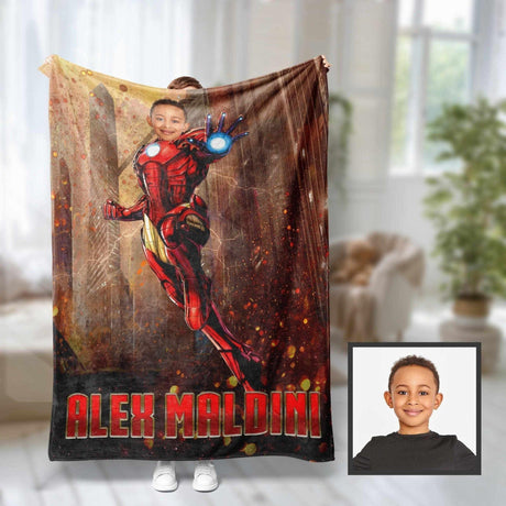 Blankets Personalized Iron Boy Blanket | Custom Armored Superhero Blanket