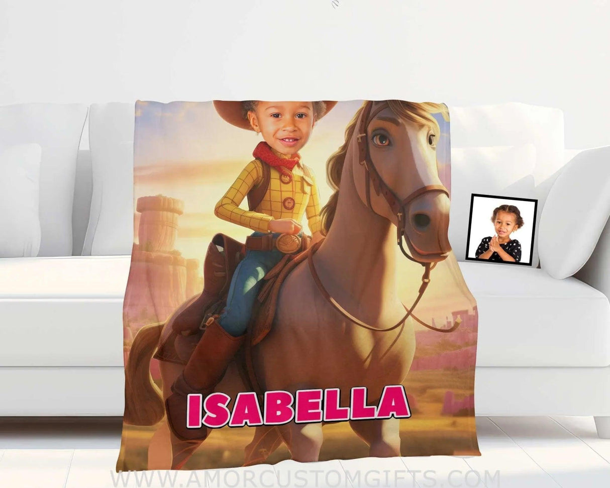 Blankets Personalized Jessie Girl Toy Story Photo Blanket | Custom Name & Face Girl Blanket