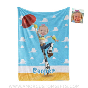 Blankets Personalized Jessie Toy Story Girl Photo Blanket | Custom Name & Face Girl Blanket