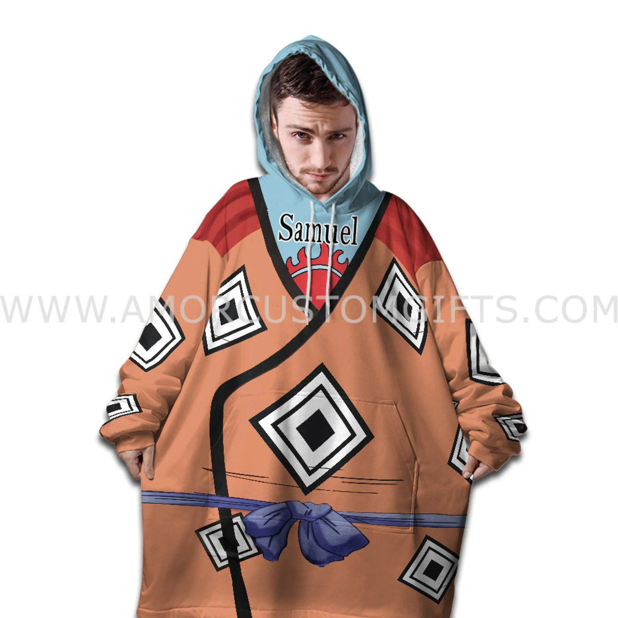 Personalized Jinbe Pirate Snug Oversized Wearable Hoodie Blanket-Hoodie Blanket-Amor Custom Gifts