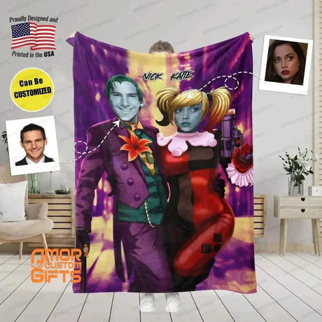 Blankets Personalized Joker Harley Quinn Blanket | Custom Couple Blanket,  Customized Blanket