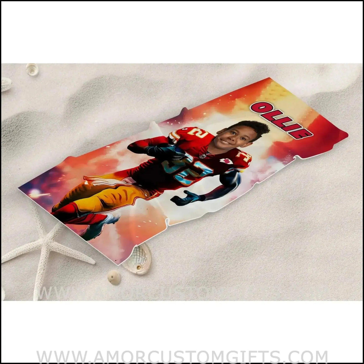 Towels Personalized Kanas Football Boy 3 Beach Towel | Customized Football Theme Pool Towel