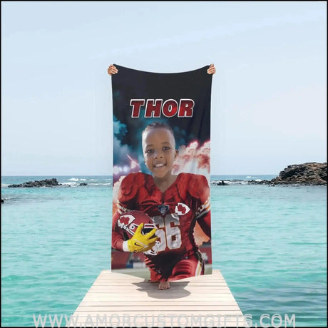 Towels Personalized Kansas Football Beach Towel | Customized Football Theme Pool Towel