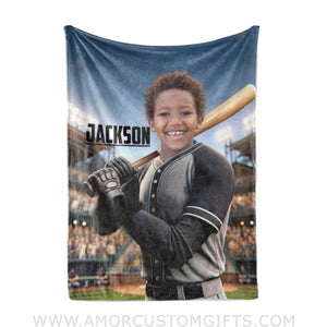 Blankets Personalized MLB Kansas Football Boy City Royals Photo Blanket | Custom Name & Face Boy Blanket