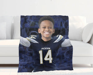 Blankets Personalized Los Angeles Football Boy Photo Blanket | Custom Name & Face Boy Blanket