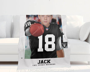 Blankets Personalized Las Vegas Football Boy Raiders Photo Blanket | Custom Name & Face Boy Blanket