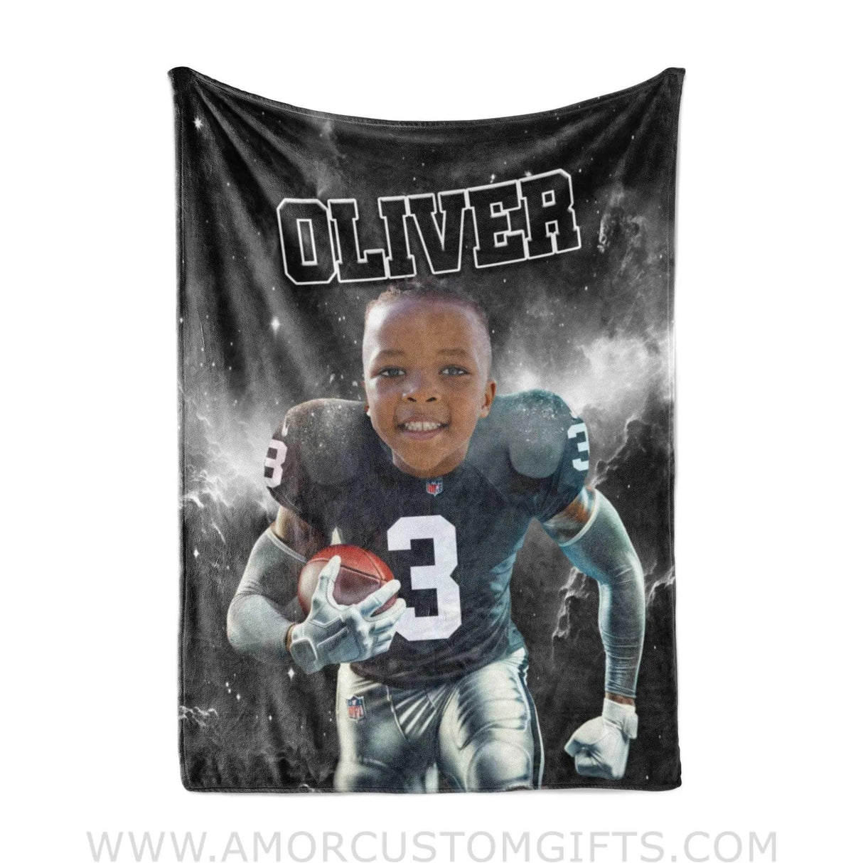 Blankets Personalized Las Vegas Football Boy Raiders Photo Blanket | Custom Name & Face Boy Blanket