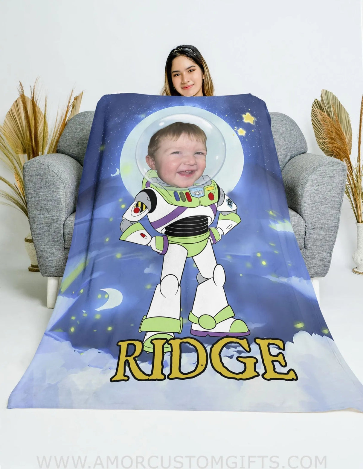 Blankets Personalized Lightyear 3 Boy Blanket | Custom Face & Name Blanket For Boys