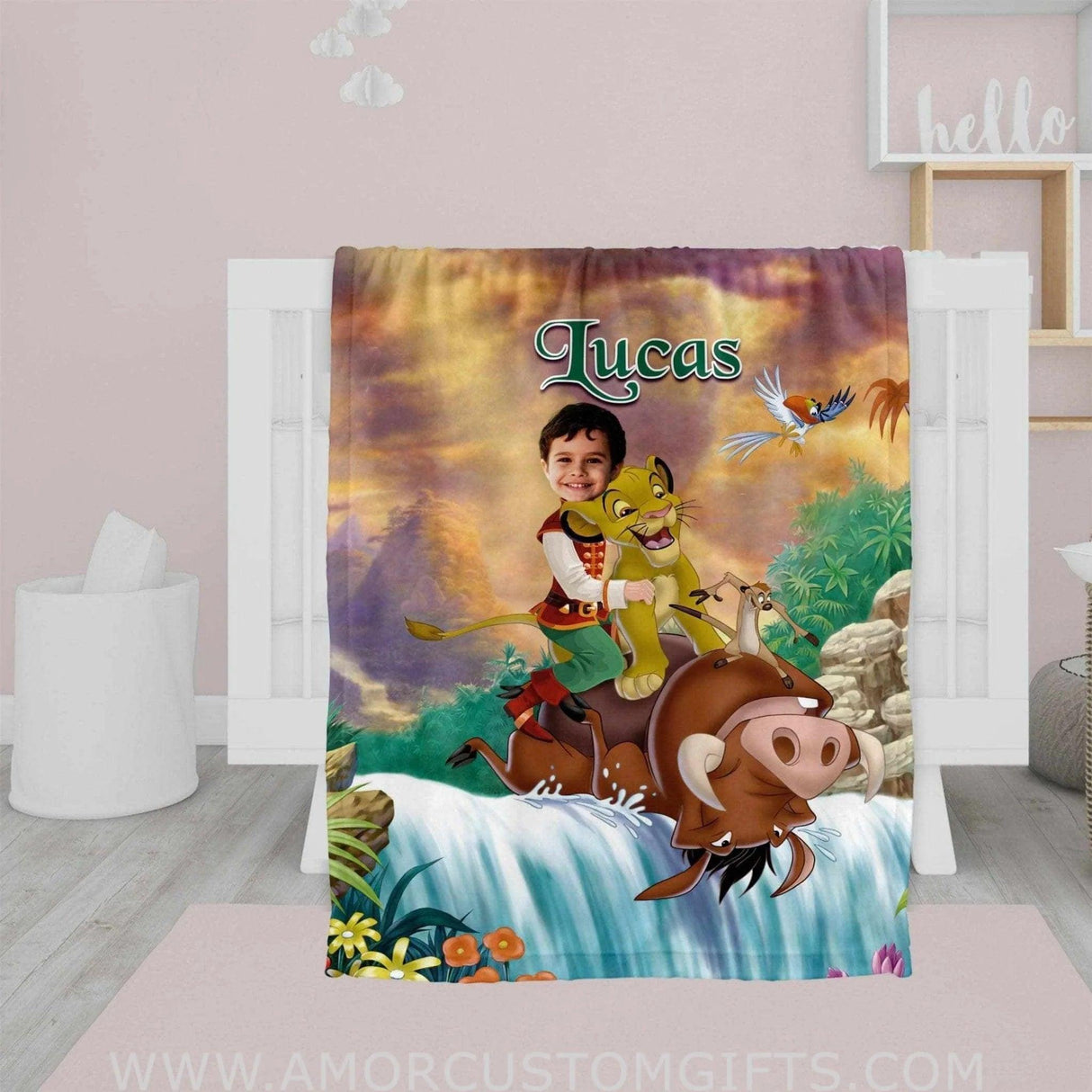 Blankets Personalized Lion King Blanket | Custom Face & Name Boy Blanket