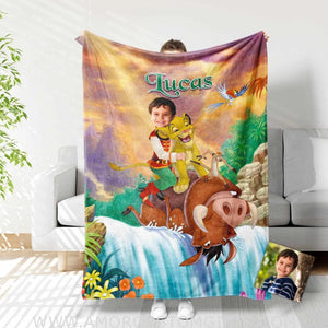 Blankets Personalized Lion King Blanket | Custom Face & Name Boy Blanket