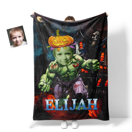 Personalized Little Boys Superhero Hulk Halloween Blanket | Kids Custom Superhero Blanket-Blankets-Amor Custom Gifts