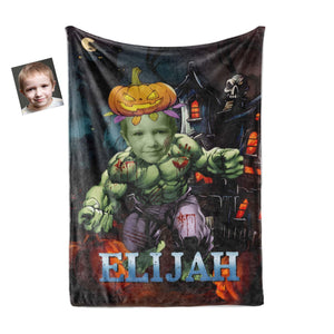 Personalized Little Boys Superhero Hulk Halloween Blanket | Kids Custom Superhero Blanket-Blankets-Amor Custom Gifts