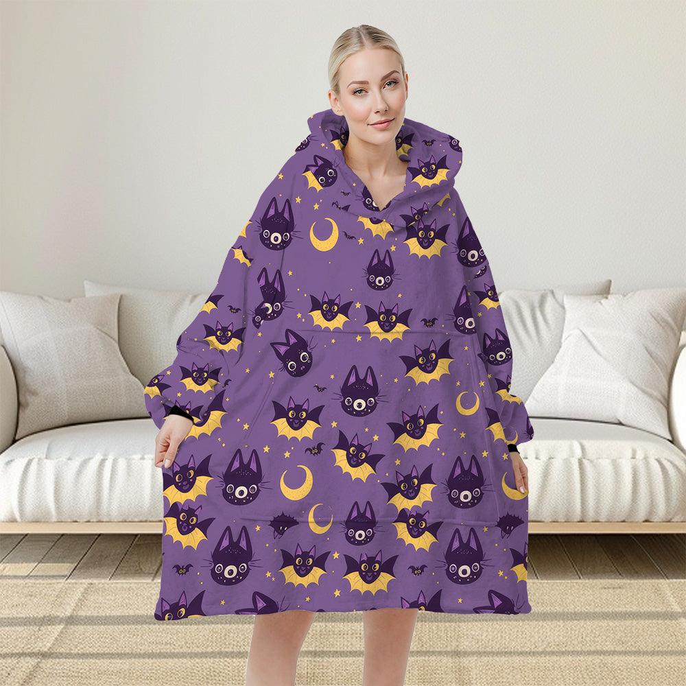 Personalized Lovely Cat Halloween Snug Oversized Wearable Hoodie Blanket-Hoodie Blanket-Amor Custom Gifts