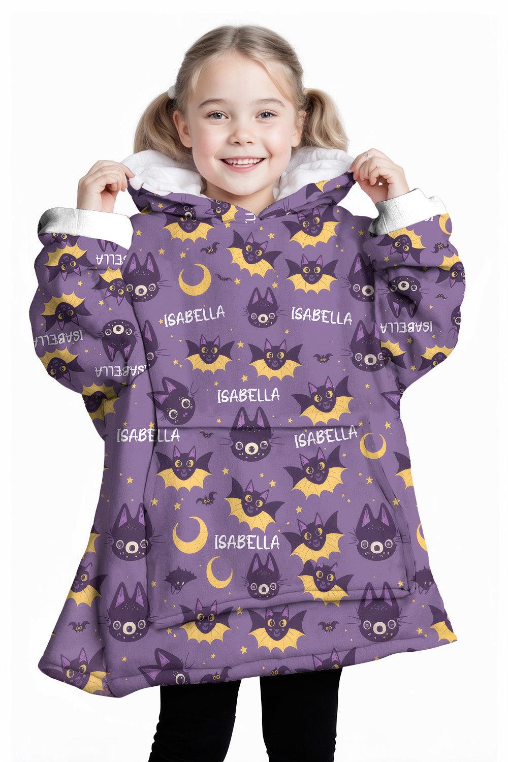 Personalized Lovely Cat Halloween Snug Oversized Wearable Hoodie Blanket-Hoodie Blanket-Amor Custom Gifts