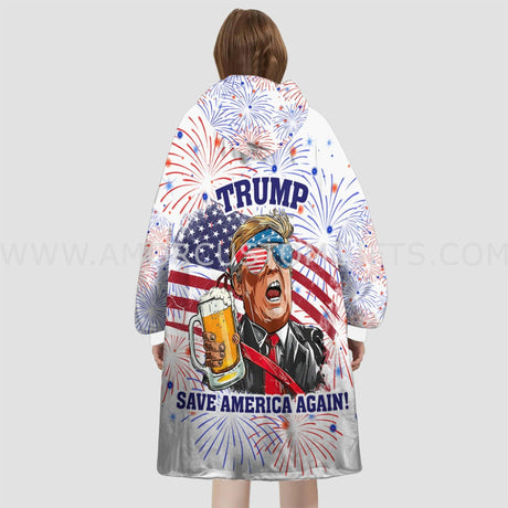 Personalized Maga Election 2024 Republican vs Democrat Funny Voting Snug Oversized Wearable Hoodie Blanket-Hoodie Blanket-Amor Custom Gifts