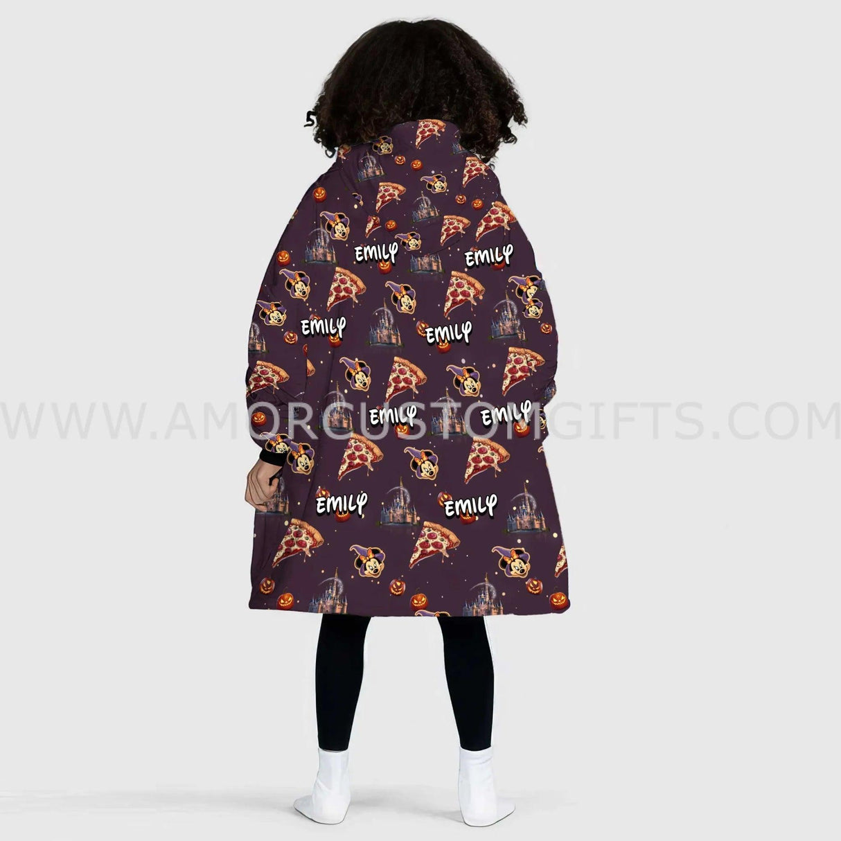 Personalized Magic Mouse Pizza Halloween Girl Snug Oversized Wearable Hoodie Blanket-Hoodie Blanket-Amor Custom Gifts