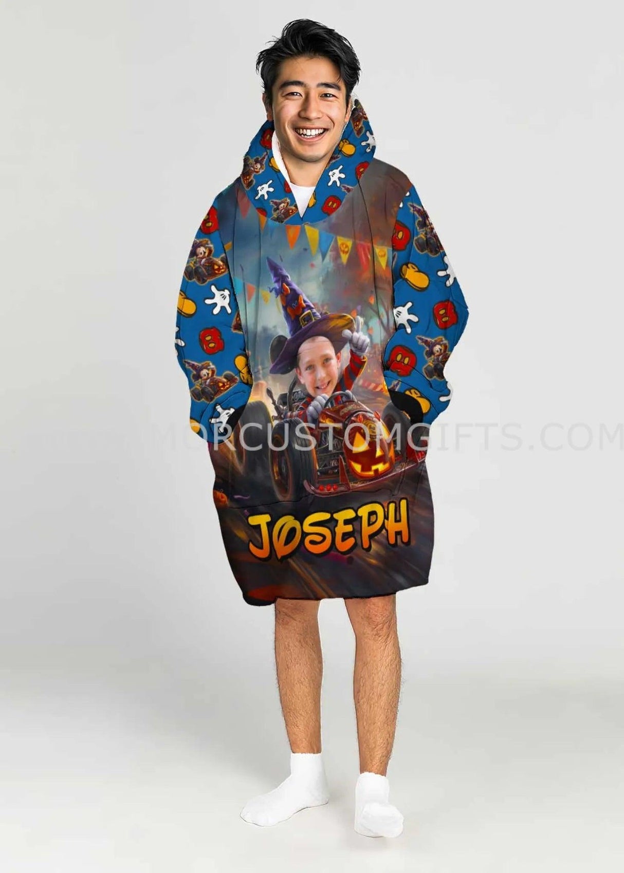 Personalized Magic Mouse Rides Jerk Halloween Snug Oversized Wearable Hoodie Blanket-Hoodie Blanket-Amor Custom Gifts