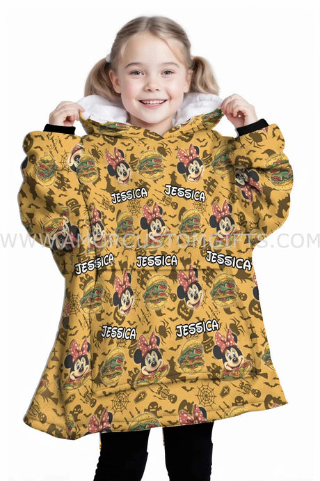 Personalized Magic Mouse Tacos Girl Snug Oversized Wearable Hoodie Blanket-Hoodie Blanket-Amor Custom Gifts