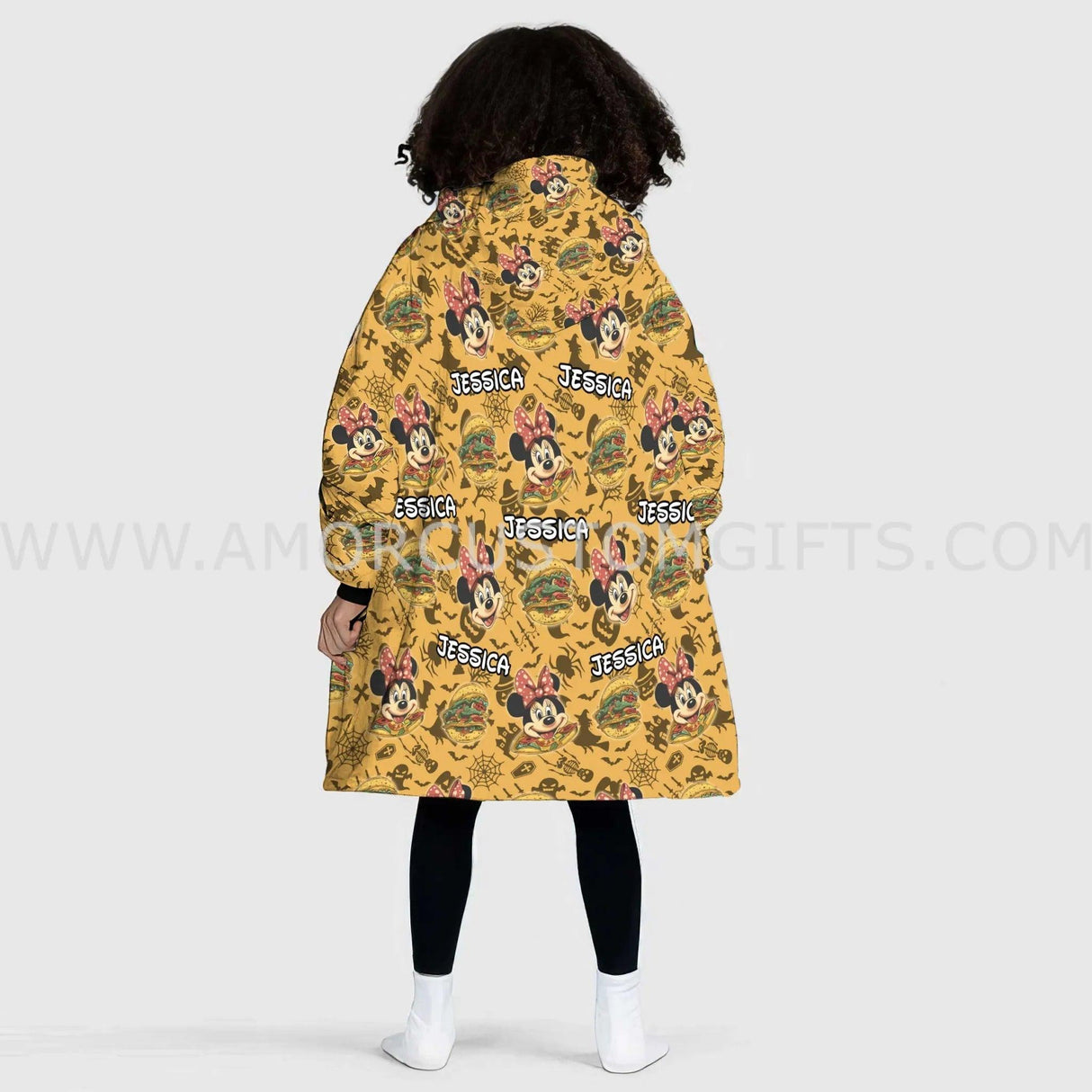 Personalized Magic Mouse Tacos Girl Snug Oversized Wearable Hoodie Blanket-Hoodie Blanket-Amor Custom Gifts