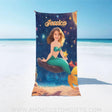 Towels Personalized Mermaid Princess Girl Photo Beach Towel | Customized Princess Girl Beach Towel