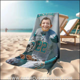 Towels Personalized Miami Football Boy Beach Towel | Customized Football Theme Pool Towel