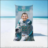 Towels Personalized Miami Football Boy Beach Towel | Customized Football Theme Pool Towel